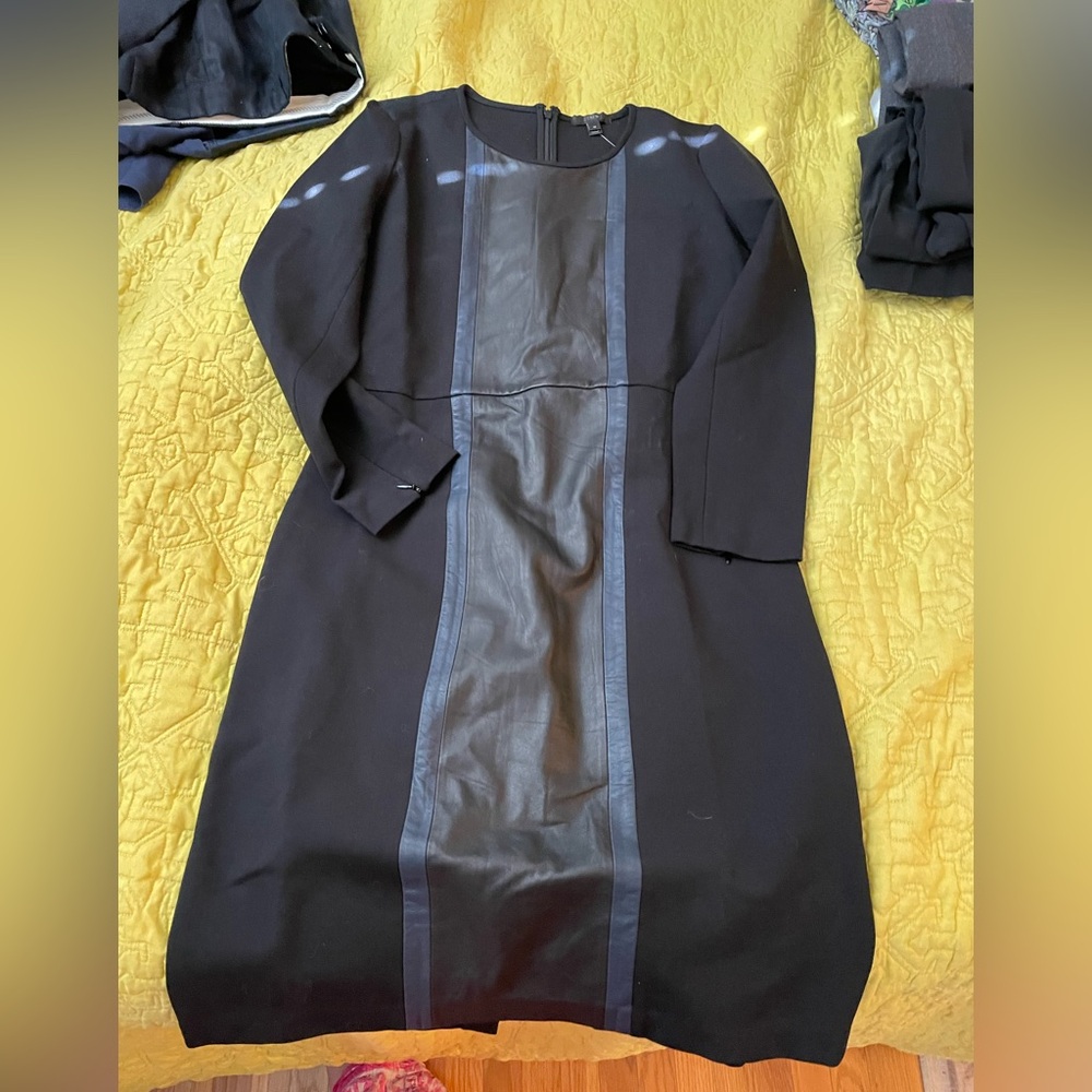 J.Crew black leather panel dress